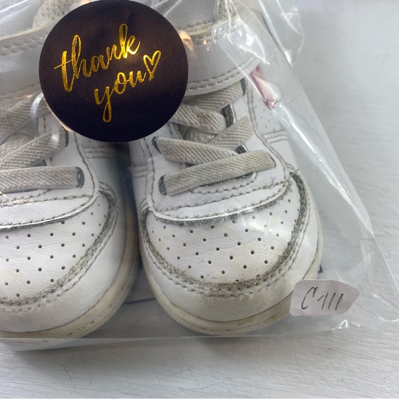 Nike Toddler Leather Court Borough White Sneakers with Pink Cheetah Swoosh Sz 5C - Picture 11 of 12